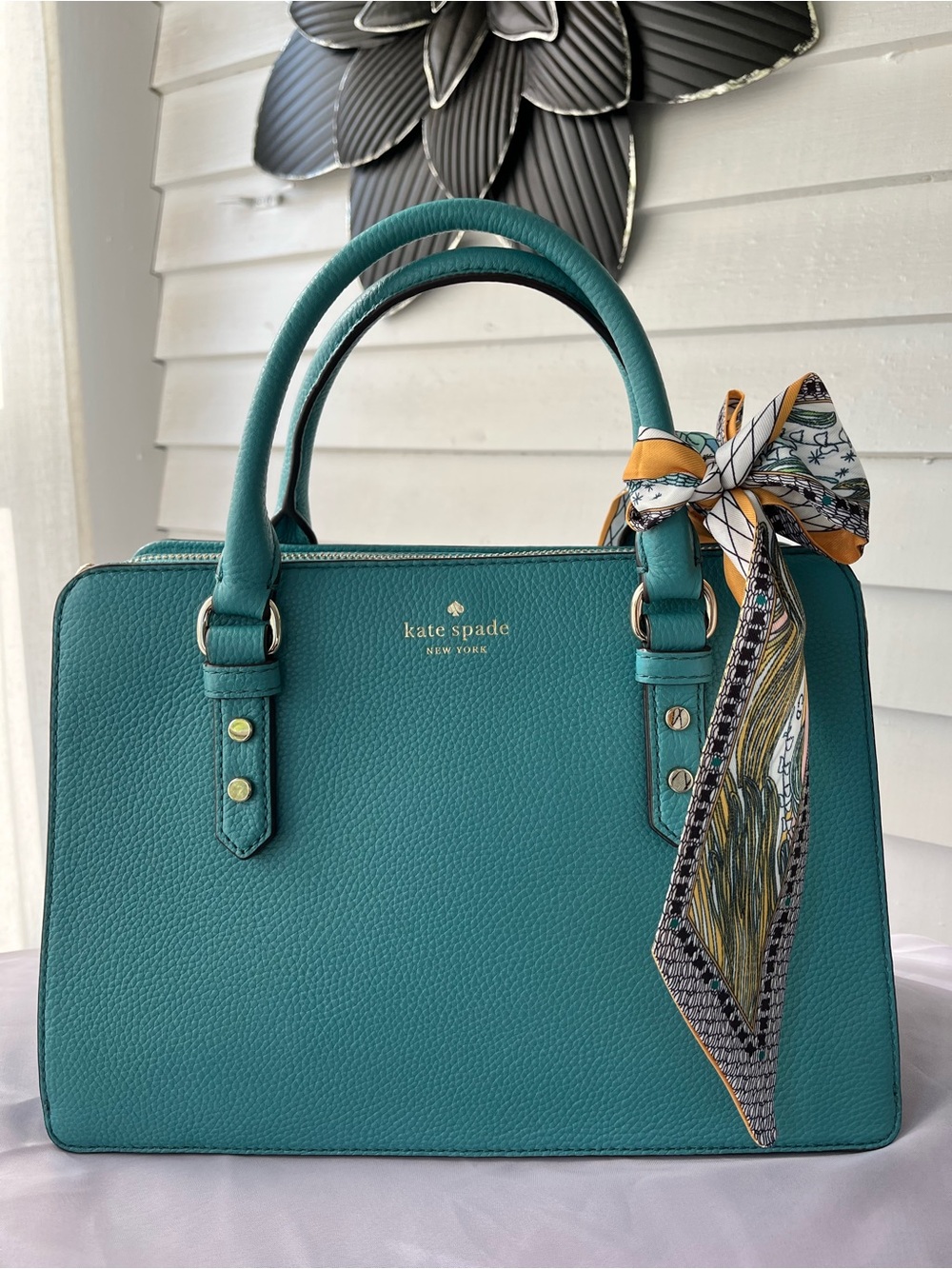 Kate Spade ♠️ Teal Leather satchel/Crossbody, EUC like NEW - Picture 7 of 12